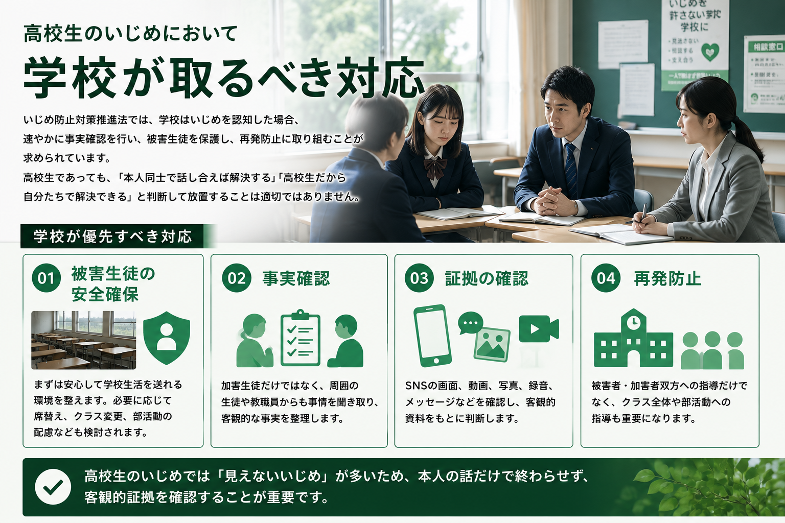 高校生のいじめにおいて学校が取るべき対応