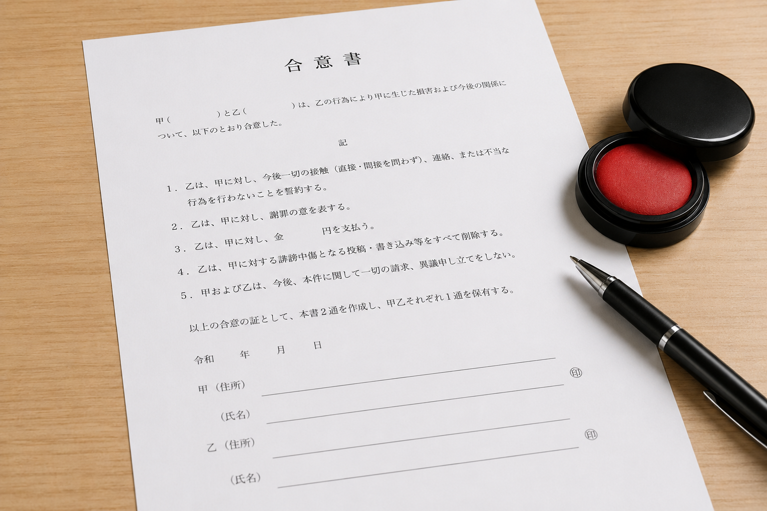 合意書・誓約書・示談書の作成