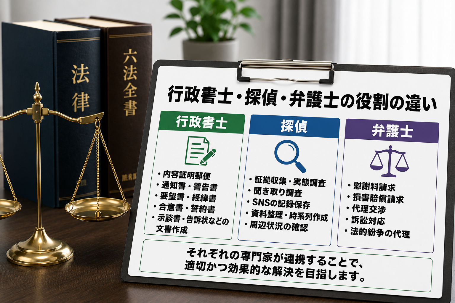 行政書士と弁護士の対応範囲の違い